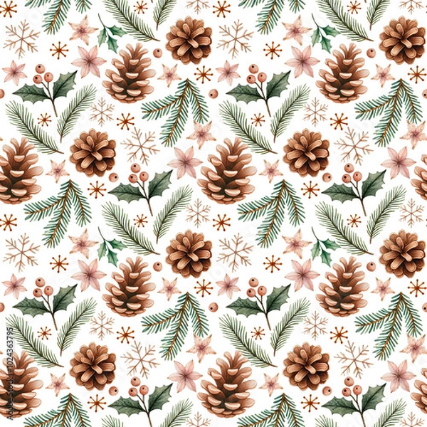 Fototapeta Christmas seamless pattern with