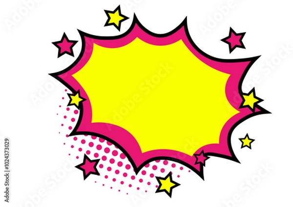 Fototapeta アメコミ風吹き出し枠ピンク