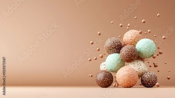 Obraz Top Down View of Colorful Chocolate Truffles