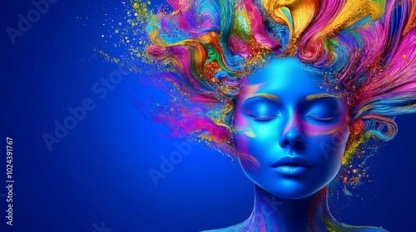 Obraz Freedom and creative mind. Flow idea. Multi-color visual.