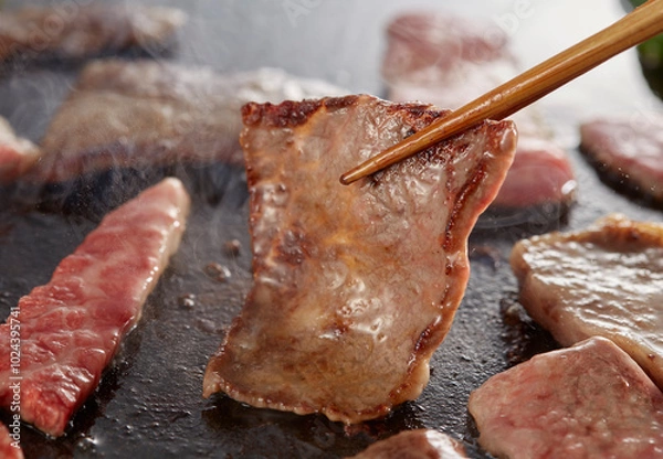 Fototapeta 牛焼肉のイメージ_鉄板焼き