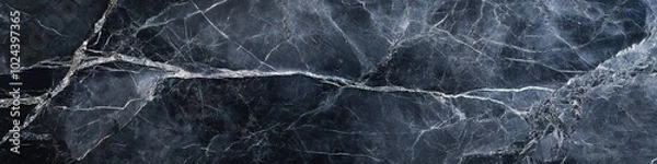 Fototapeta Dark marble texture with intricate white lines