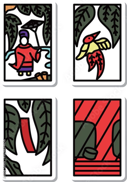 Obraz 11月のステッカーミニ花札アイコンセット