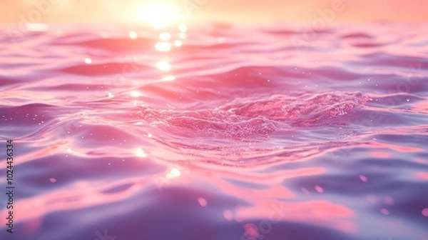 Fototapeta Close-up of shimmering water surface with sun reflection and gentle waves.