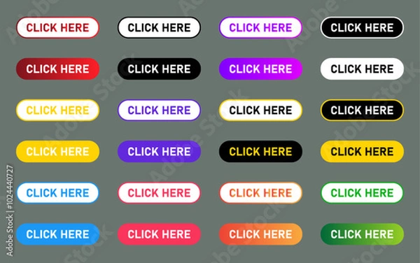 Fototapeta CLICK NOW buttons collection for website interface colorful gradient sign symbol gradient buttons icon set