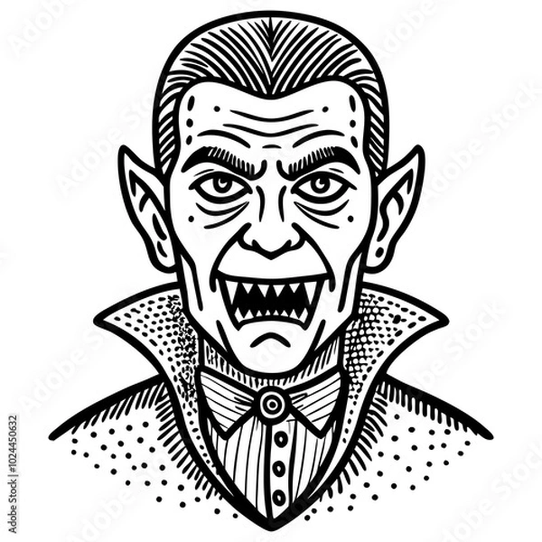 Fototapeta line drawing ,a vampire,illustration