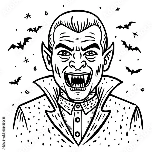 Fototapeta line drawing ,a vampire,illustration