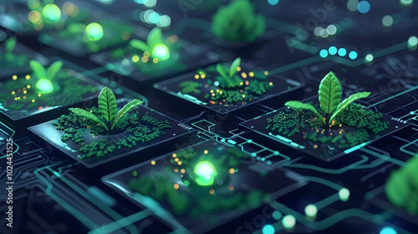 Fototapeta Sustainability and Scalability Design: A blueprint showing a long-term, scalable technology infrastructure. The image focuses on sustainable,