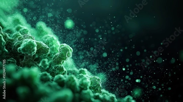 Fototapeta Abstract representation of microscopic green bacteria