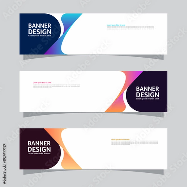 Fototapeta Vector set of landscape banner background design concept. Colorful background business layout template