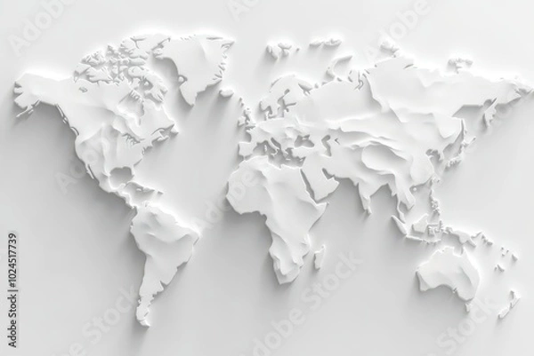 Obraz 3D White World Map.