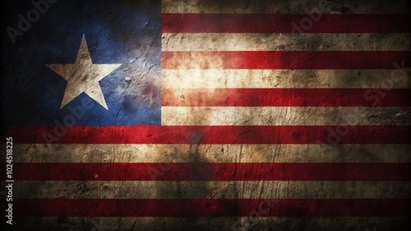 Fototapeta Creative Textured Flag of Liberia in Night Photography Style with Brush Strokes