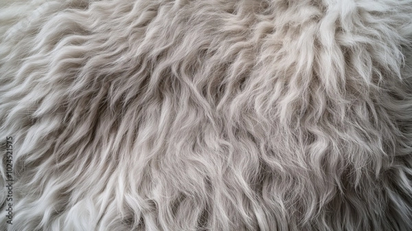 Fototapeta Close-up of soft cashmere wool texture, fluffy and luxurious strands, natural light grey tones, high-resolution background for fashion and textile design