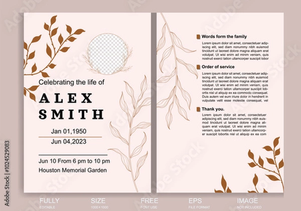 Fototapeta Flat design funeral order of service template