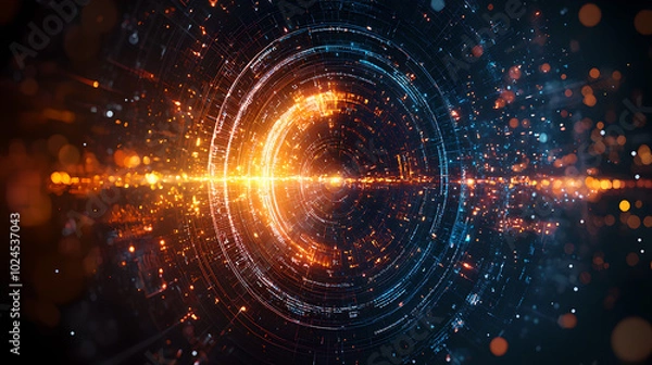 Fototapeta Dynamic Abstract Light Patterns in Dark Space