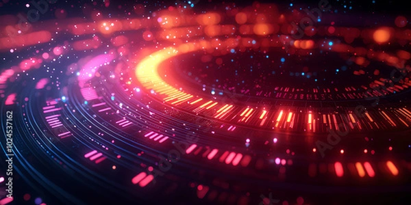 Fototapeta Colorful Abstract Background with Light Circles and Particles