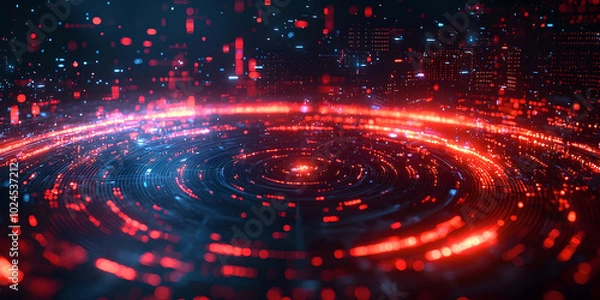 Fototapeta Vibrant Data Visualization with Red and Blue Lights