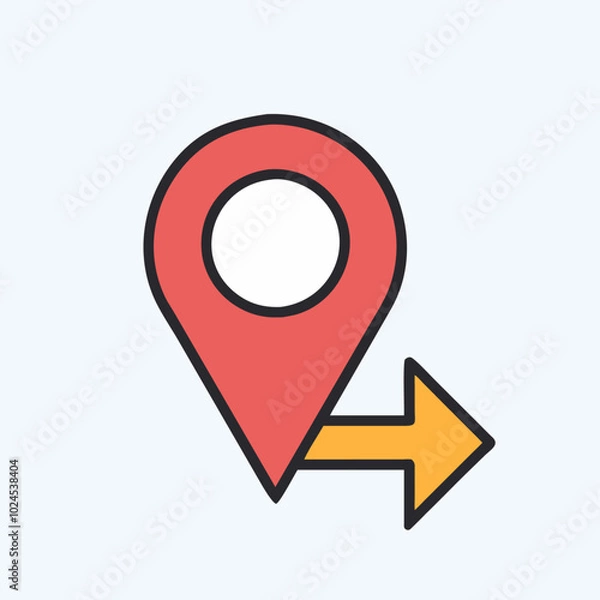 Fototapeta Navigation Icon with Directional Arrow vector art image.