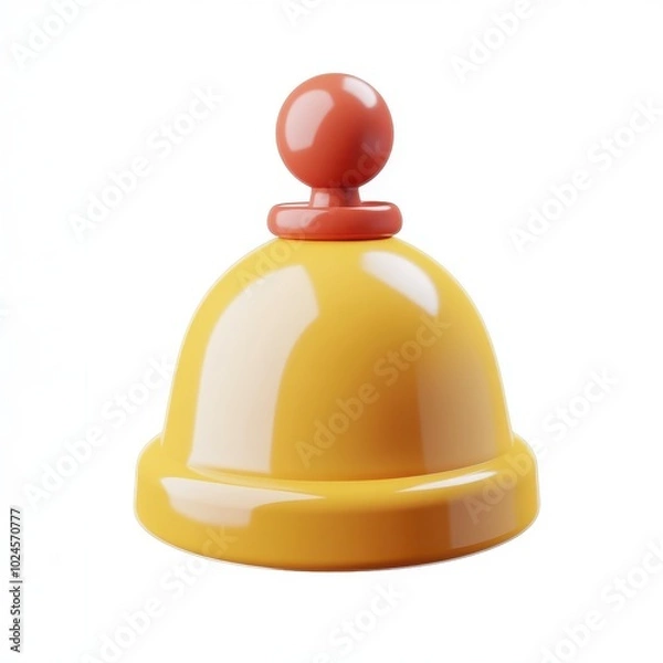 Fototapeta Alarm bell 3d icon cartoon style floating on white background