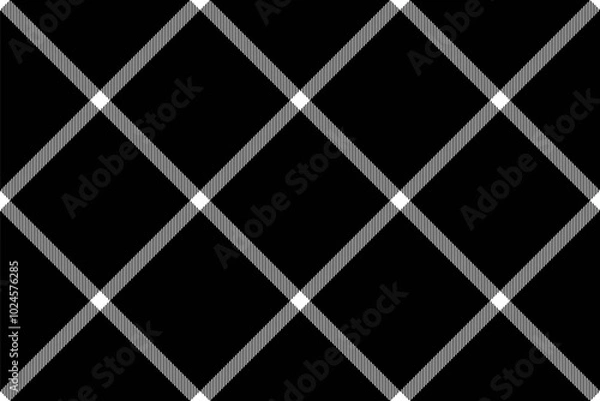 Fototapeta Warmth fabric plaid tartan, hobby seamless check background. Improvement textile vector texture pattern in black and white colors.
