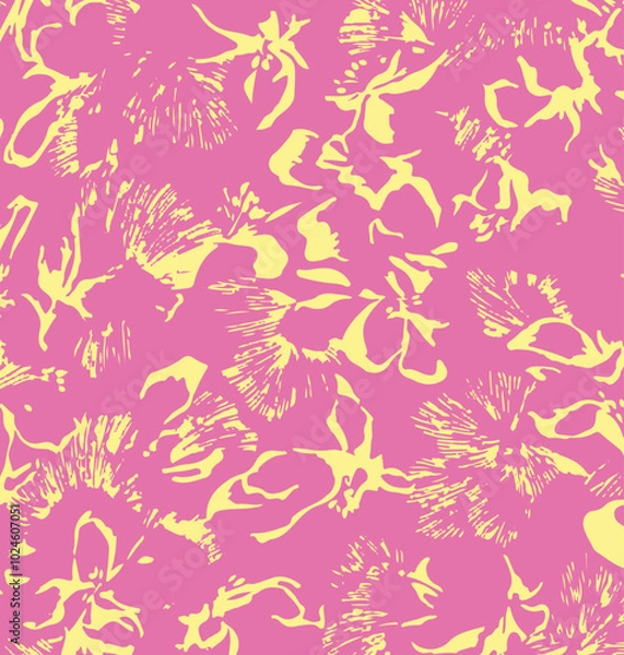 Fototapeta Big flowers pattern, upscale floral pattern. graphical textures floral, trendy colors pattern , flowers background with leaves. vector illustration,tropical,monochrome