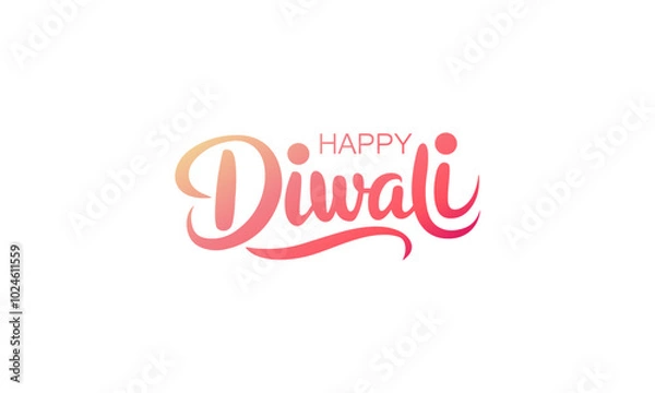 Fototapeta Happy Diwali holiday banner. Hand written greeting text. Vector illustration.