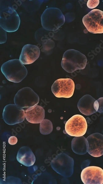 Fototapeta Microscopic view of dividing cells on a high-tech digital microscope screen