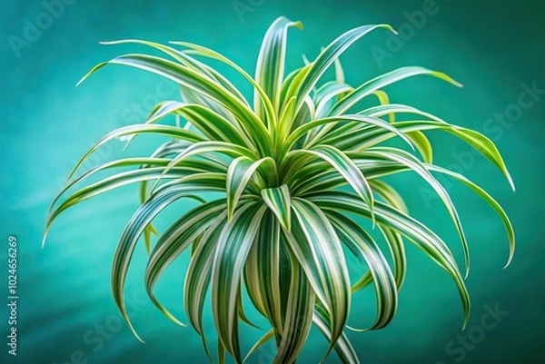 Fototapeta Spider Plant Blooming with blue green background in wide-angle view