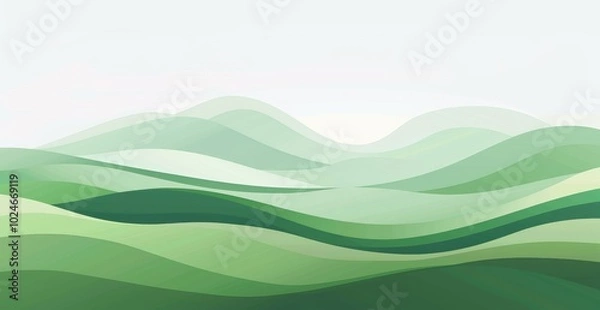 Fototapeta Simple green banner, a background for web design, with white space on the left side, a isolated abstract white background, a green gradient, curved lines, a flat style, simple shapes, minimalism