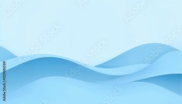 Fototapeta Minimalist digital illustration of soft blue waves on a light blue background, fluid and modern design