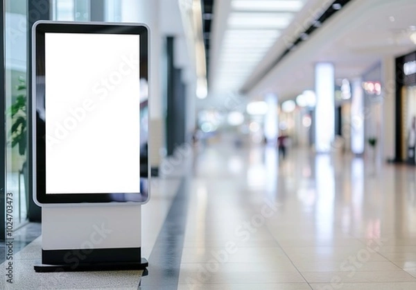 Fototapeta Mock up, empty digital billboard in shopping mall	