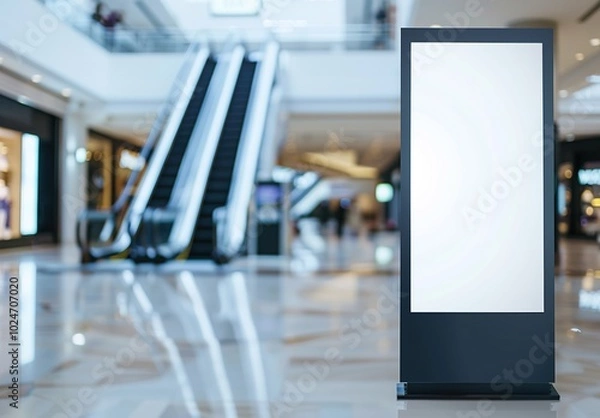 Fototapeta Mock up, empty digital billboard in shopping mall