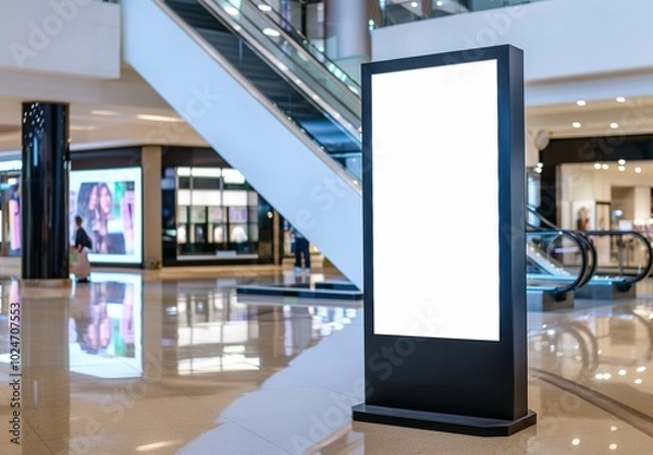 Fototapeta Mock up, empty digital billboard in shopping mall