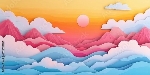 Fototapeta Scenic landscape featuring stunning views of a sea of clouds, Scenic landscape with beautiful cloud sea views