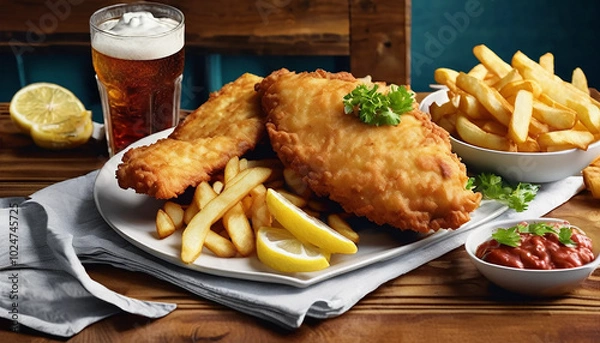 Obraz Classic Fish and Chips Meal