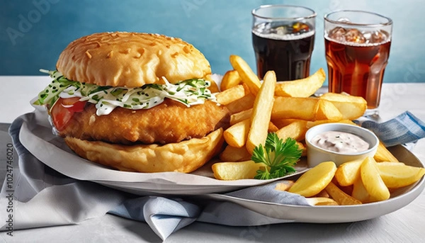 Obraz Classic Fish and Chips Meal