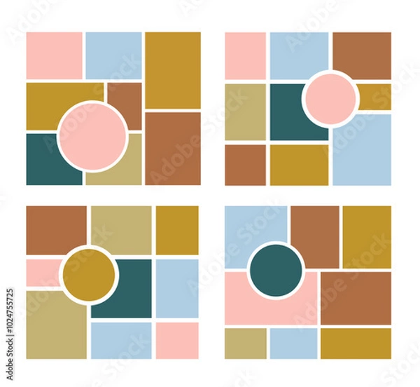 Fototapeta Collage moodboard. Mood board montage photos concept. Colour pallet poster. Vector design mockup