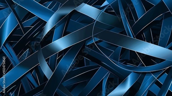 Obraz A vibrant vector background featuring intersecting blue lines of various thicknesses creating an abstract and dynamic pattern ideal for modern graphic designs and digital art projects