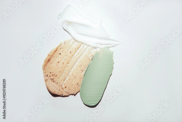 Obraz Cosmetic samples texture. Multicolored smears on a white background