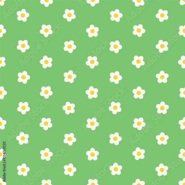 Fototapeta floral seamless pattern in simple style on green background