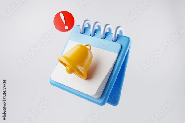 Fototapeta 3D calendar icons mark the date and time for event meeting reminders. Calendar with 3D clock for appointments, due dates, vacation planning. 3d alarm clock illustration