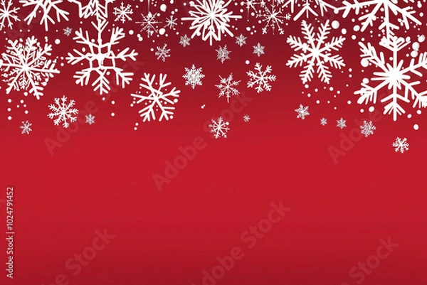 Fototapeta Red Christmas Banner with Snowflakes Merry Christmas and Happy New Year Greeting Seasonal Winter Background Vector Illustration
