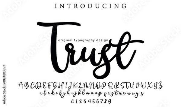 Fototapeta Trust Font Stylish brush painted an uppercase vector letters, alphabet, typeface