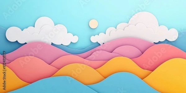 Fototapeta Clear sky and close-up of a cloud-filled natural landscape, Clear sky with close-up view of cloud filled landscape