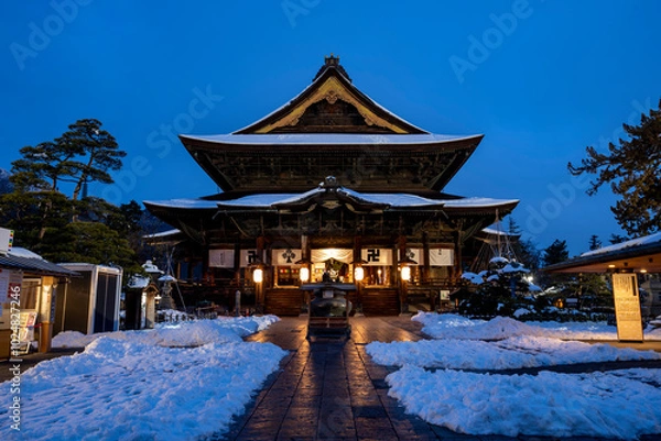 Obraz 冬の善光寺本堂(国宝)　長野県長野市