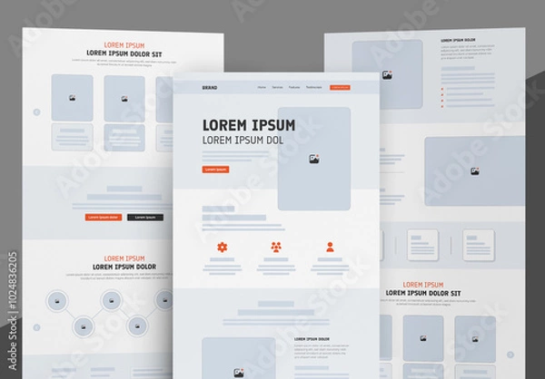 Obraz Wireframe Landing Page UX Layout