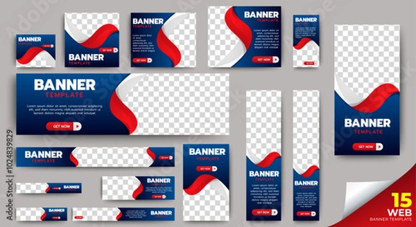Fototapeta Business web banners template design with image space. vector