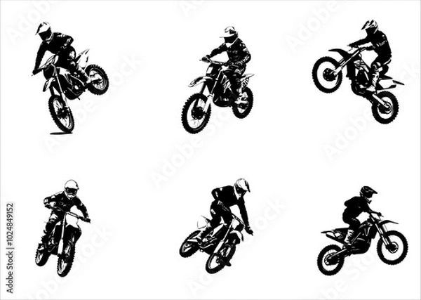 Obraz silhouettes of man riding on motocross vector design