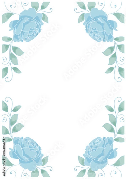 Obraz 青いバラのかわいいフレーム