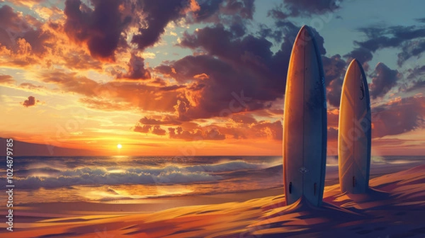 Fototapeta A surfer riding ocean waves, embracing freedom and adventure.